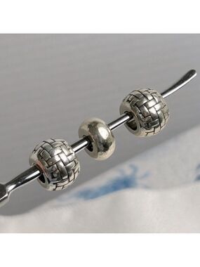 Brighton Chunky Spacers Set of 3 Weave & Smooth Design Silver Plated